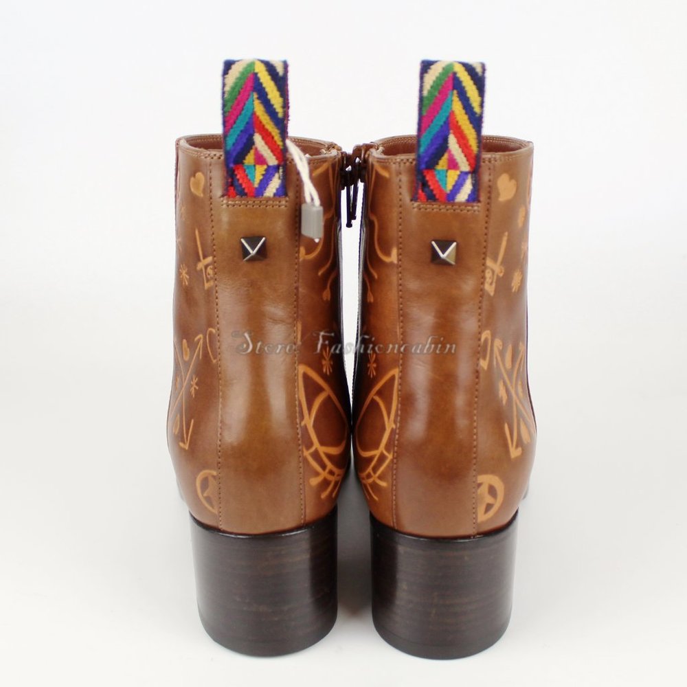 New Valentino Garavani Embossed Leather Bootie, Brown, EU 37 - Picture 6 of 12